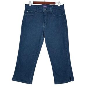 NYDJ Women's Dark Wash Denim Ankle Slit Hem Cropped Jeans Size 6